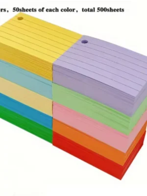 Coloured Ruled Index Cards with Rings (500 Sheets)