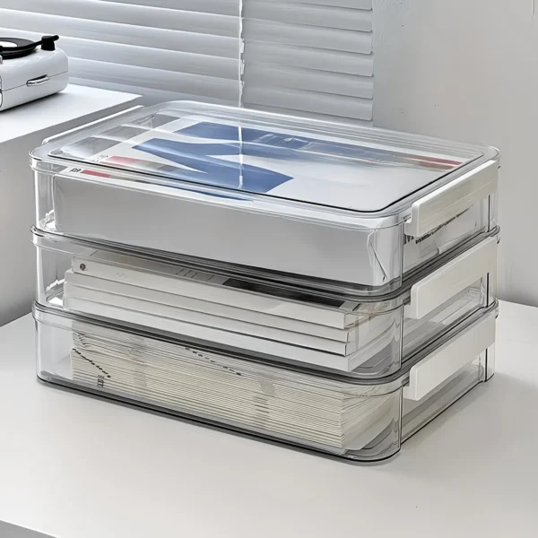 Transparent A4 File Boxes with Lids (Set of 2)