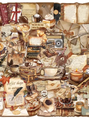 Vintage Coffee Theme Stickers (50 pcs)