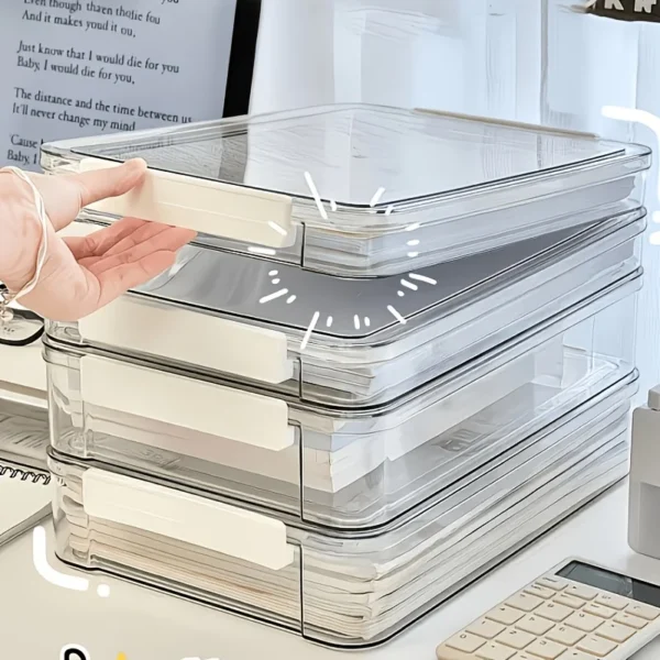 Transparent A4 File Boxes with Lids (Set of 2)