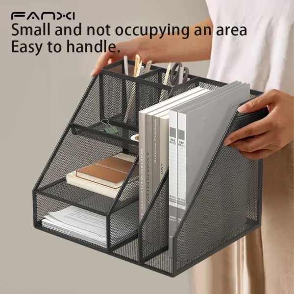 3-Tier Mesh Desk Organiser with Letter Trays