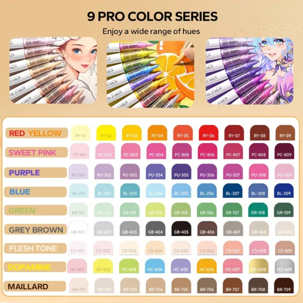 Acrylic Brush Marker Set (9 pcs)