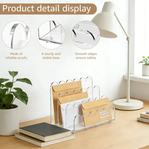 3-Compartment Acrylic File Holder