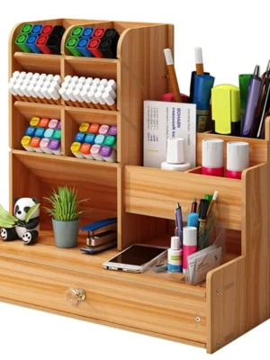 Wooden Desk Organiser with Drawer