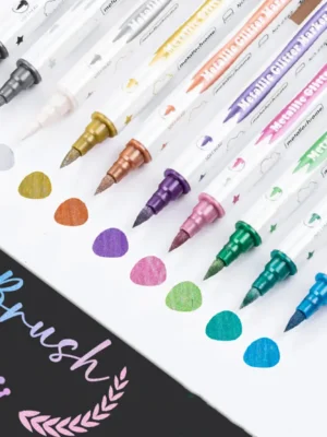 Sbb6cf8514e464fb090e316a63be9abe0N.webp Metallic Dual Tip Marker Pens (10 pcs)