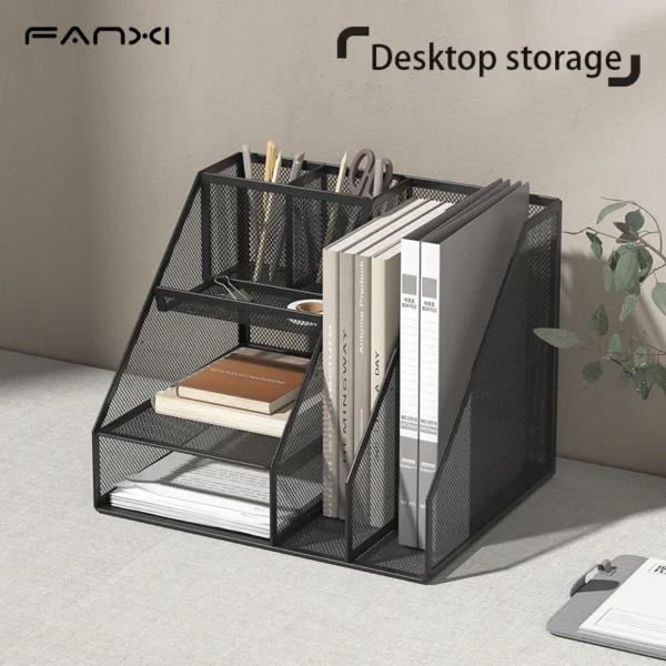 3-Tier Mesh Desk Organiser with Letter Trays