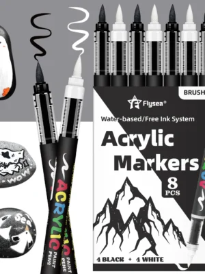 Black & White Acrylic Paint Markers (8 pcs)