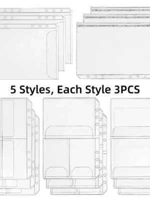 A5 PVC Zipper Binder Pouches (15 pcs)